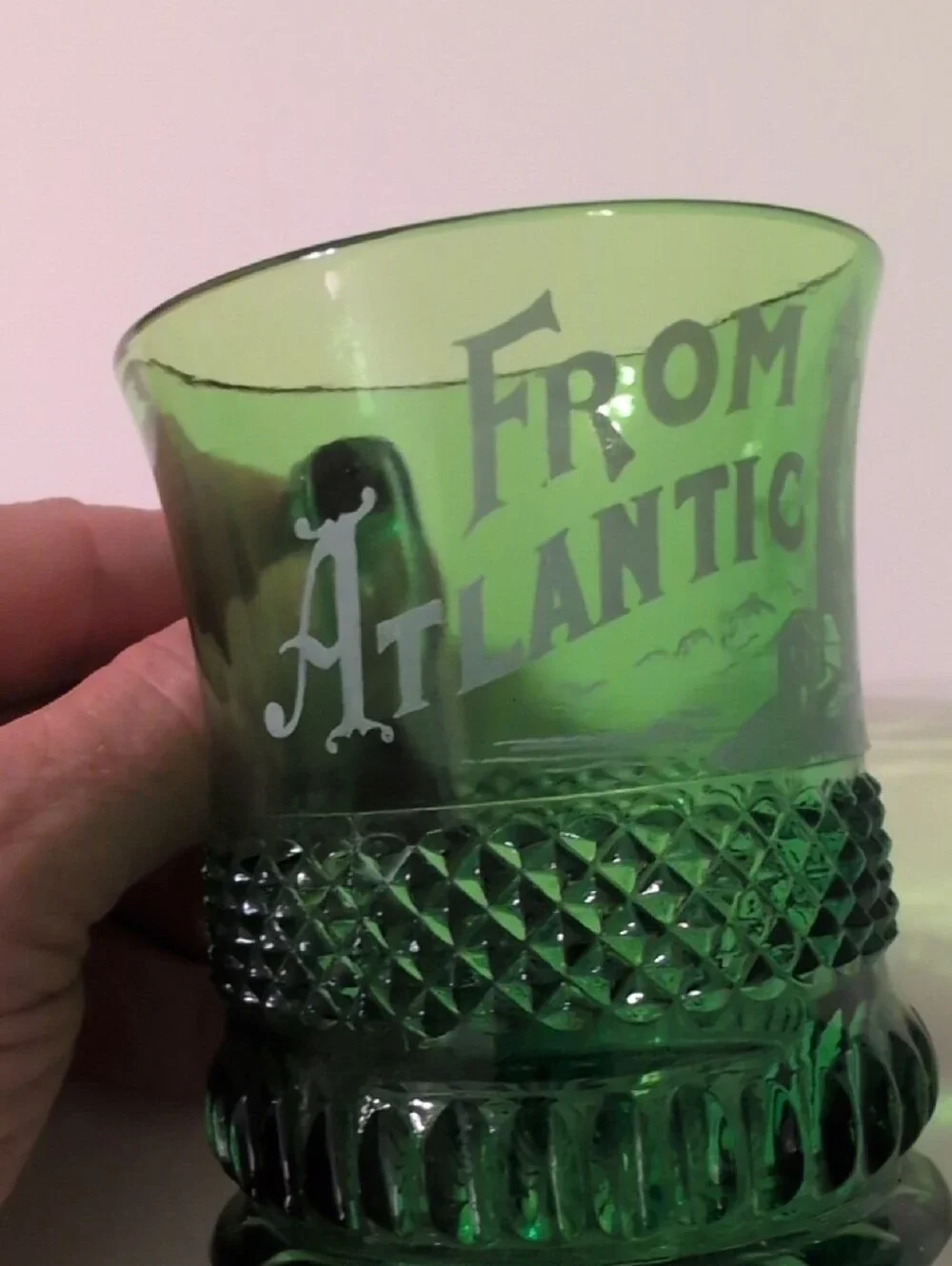 Early American Pattern Souvenir Glass, Atlantic City Circa 1905